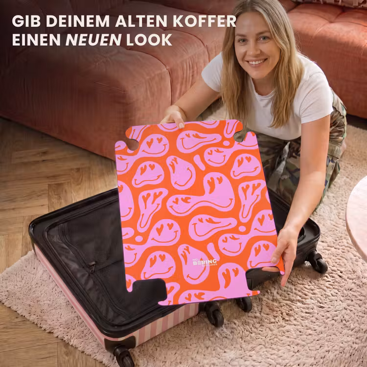 CaseSwap™ - Abstrakte Smiley-Figuren mit Herzaugen auf rot und rosa — 3