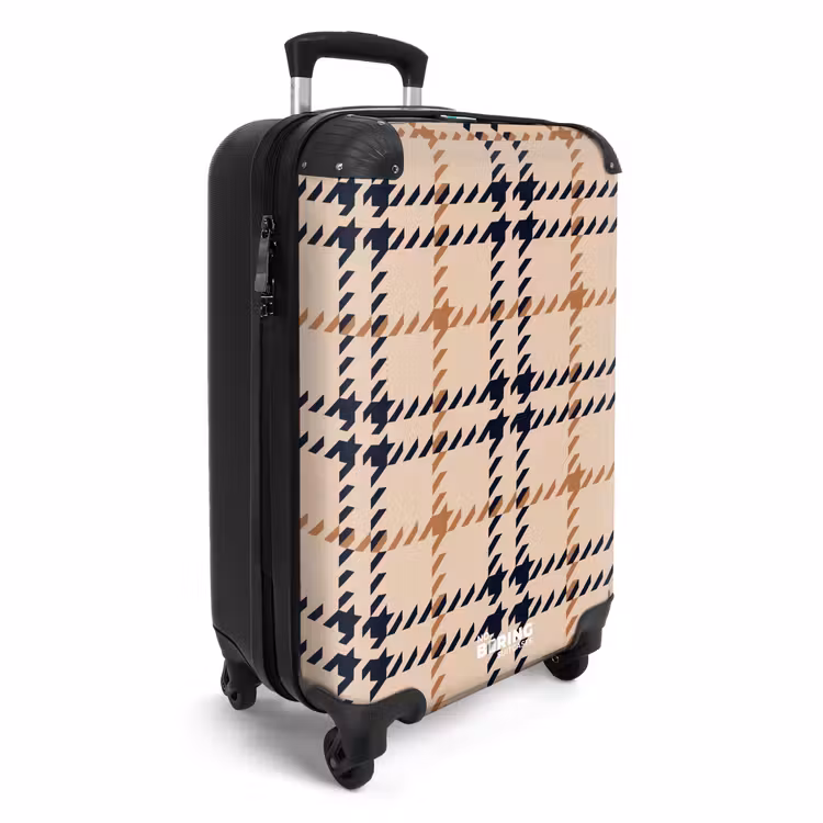 CaseSwap™ - Beigefarbenes Karomuster mit Fischgrätenlinien in Schwarz und Braun — 2