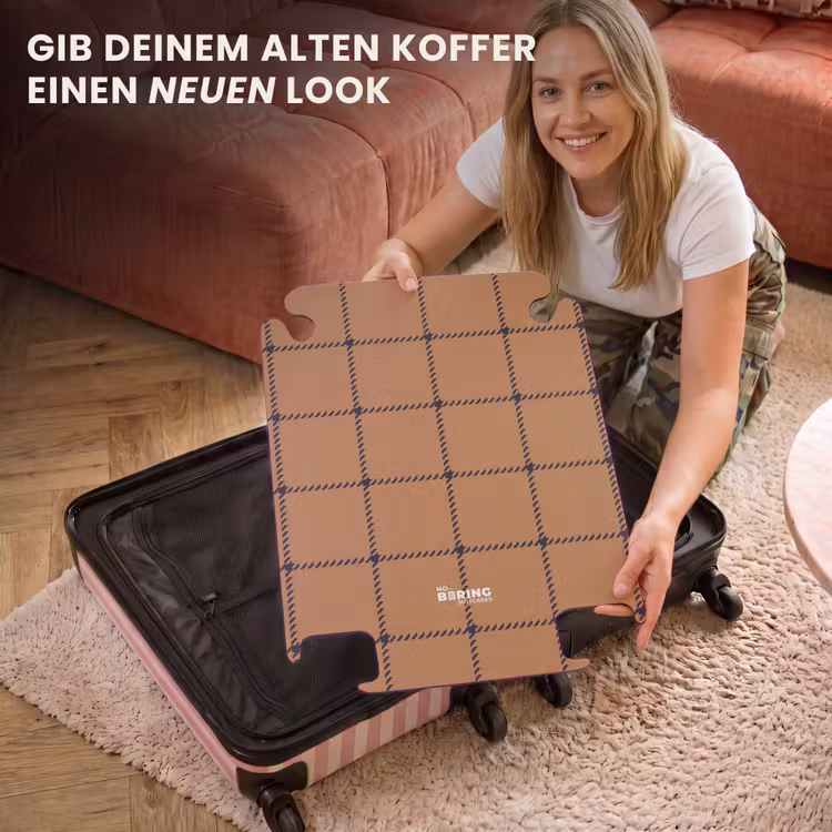 CaseSwap™ - Schachbrettmuster mit Fischgrätenlinien in Braun und Schwarz — 3