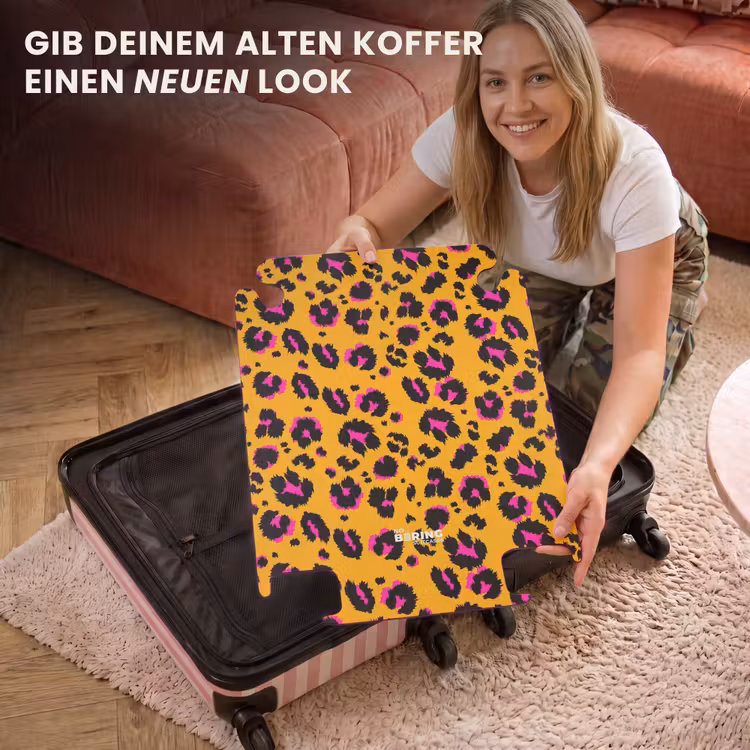 CaseSwap™ - Pantherflecken in Schwarz und Rosa auf orangefarbenem Hintergrund — 3