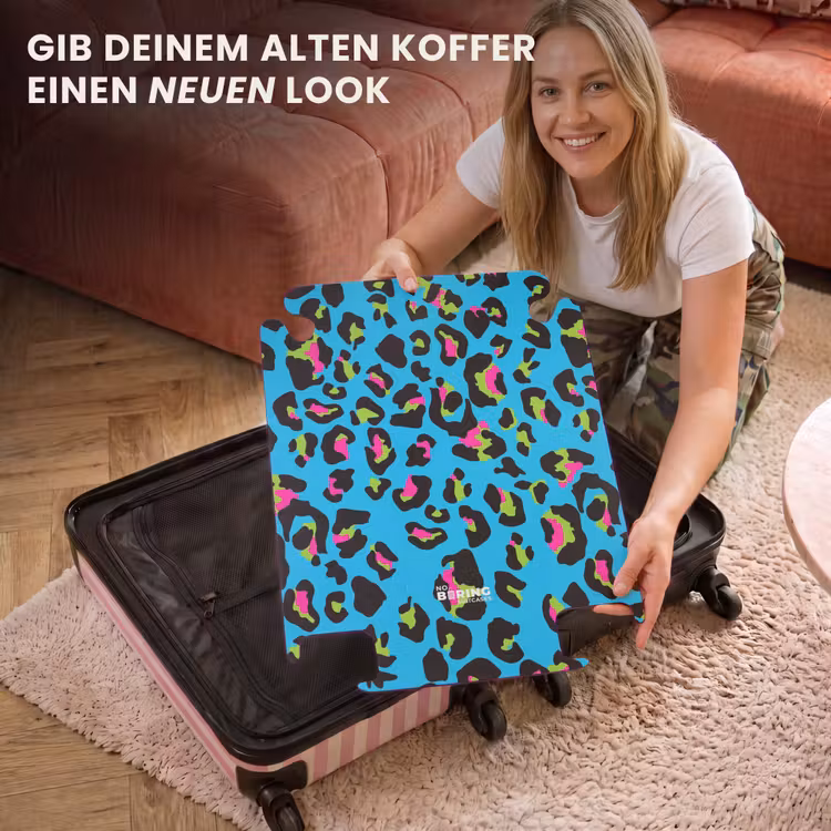 CaseSwap™ - Panther-Muster in Neonfarben auf blauem Hintergrund — 3