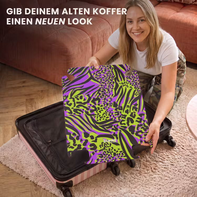 CaseSwap™ - Wilder Tierprint in Lila, Lindgrün und Schwarz — 3