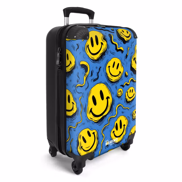 CaseSwap™ - Gelbe verschnörkelte Smiley-Gesichter auf blauem Hintergrund — 2