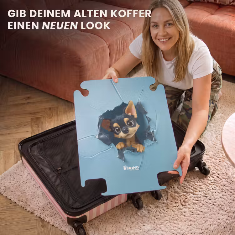 CaseSwap™ - Kleiner Chihuahua steckt den Kopf durch eine blaue Wand — 3