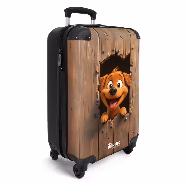 CaseSwap™ - Glücklicher Hund schaut durch einen kaputten Holzzaun — 2