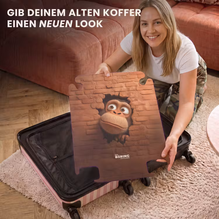 CaseSwap™ - Großäugiger Affe schaut durch ein Loch in der Backsteinmauer — 3