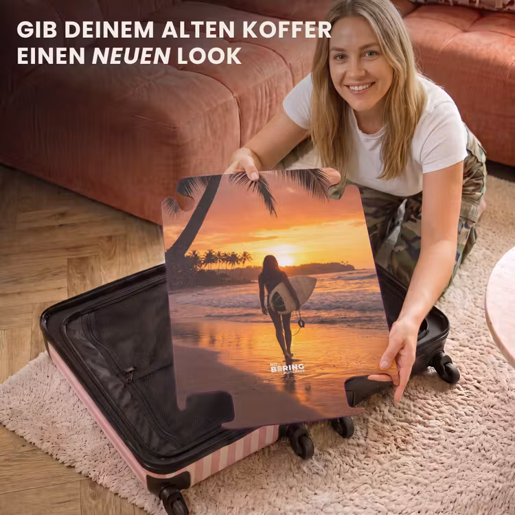CaseSwap™ - Frau – Surfbrett – Strand – Sonnenuntergang – Orange — 3