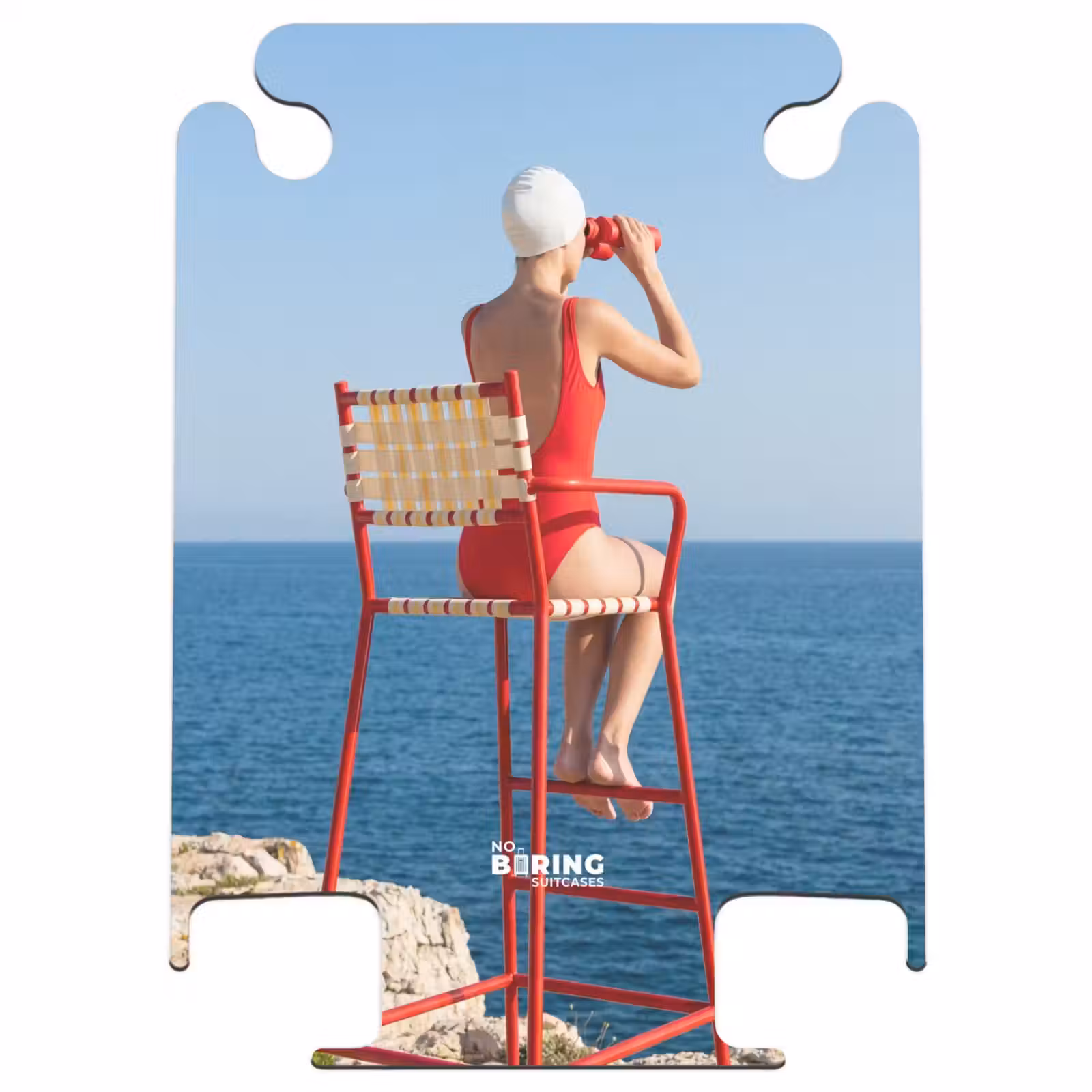 CaseSwap™ - Frau – Meer – Küste – Fernglas – Rot — 1