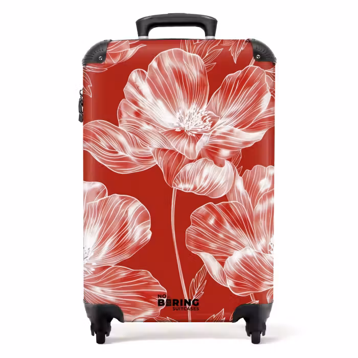 Koffer - Vintage-Blumen - Rot