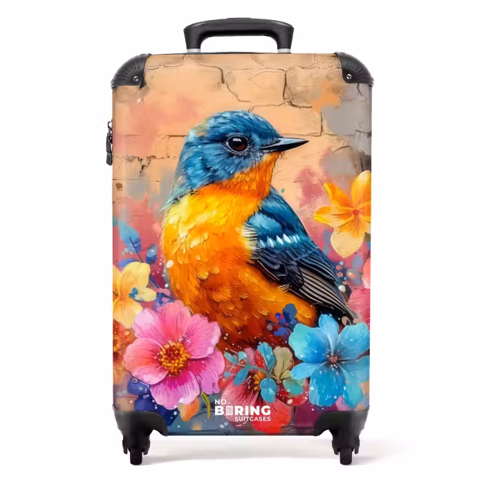 Koffer - Vogel mit Blumen im Graffiti-Stil