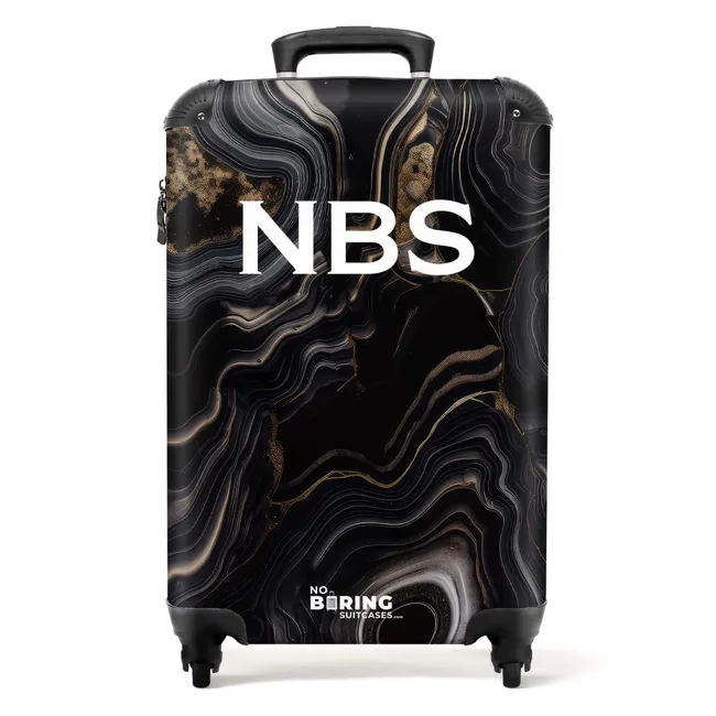 Koffer mit Name - Schwarzer Marmor mit Gold