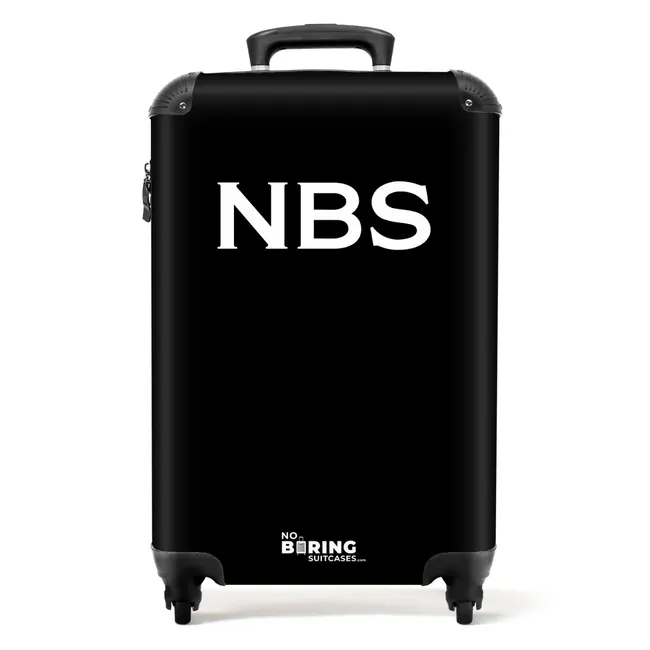 Koffer mit Name - Schwarz mit weißen Buchstaben